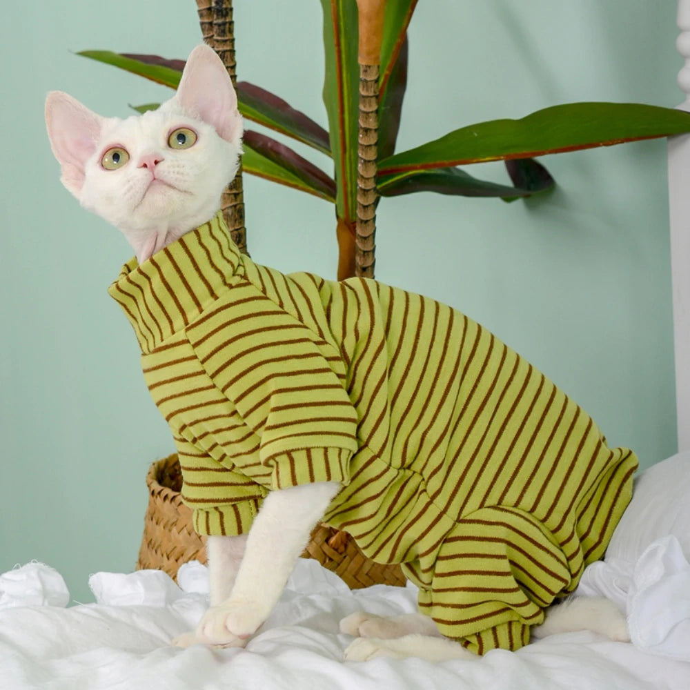 Soft Cotton 4-Legged Jumpsuits for Cats & Small Dogs - Cozy All-Season Pet Wear