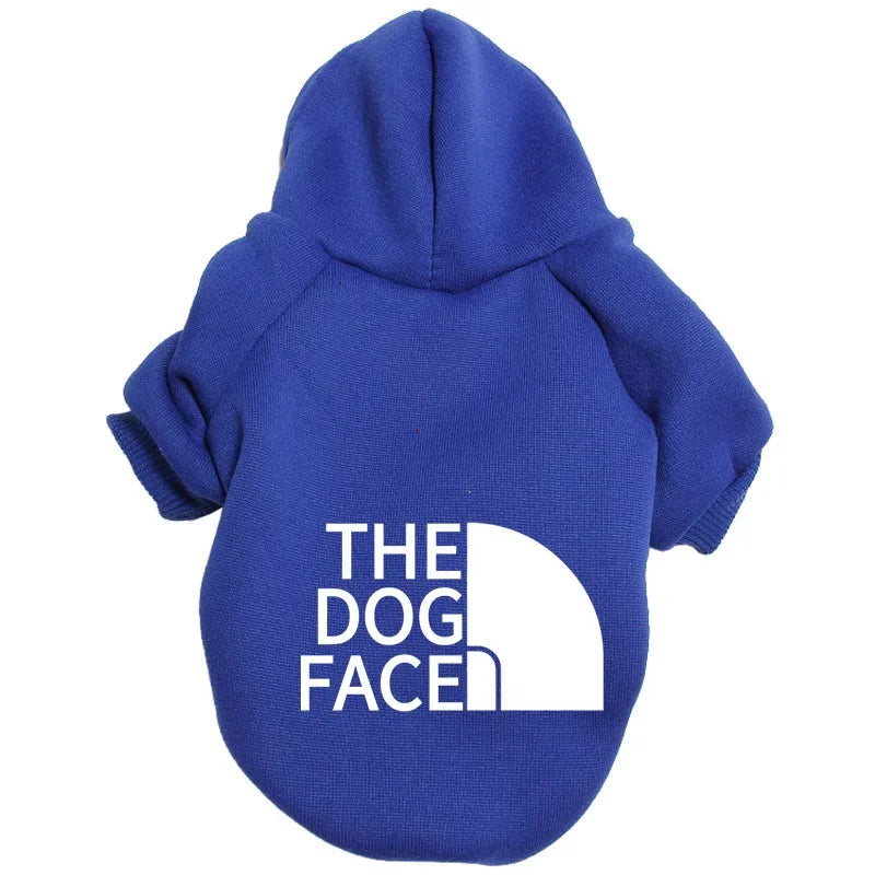 Sporty Dog Hoodie with Dog Face Pattern - Autumn & Winter Jacket for Large Dogs