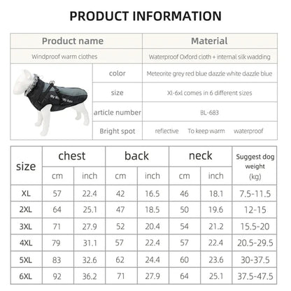 Premium Winter Dog Coat with Fur Collar for Large Dogs