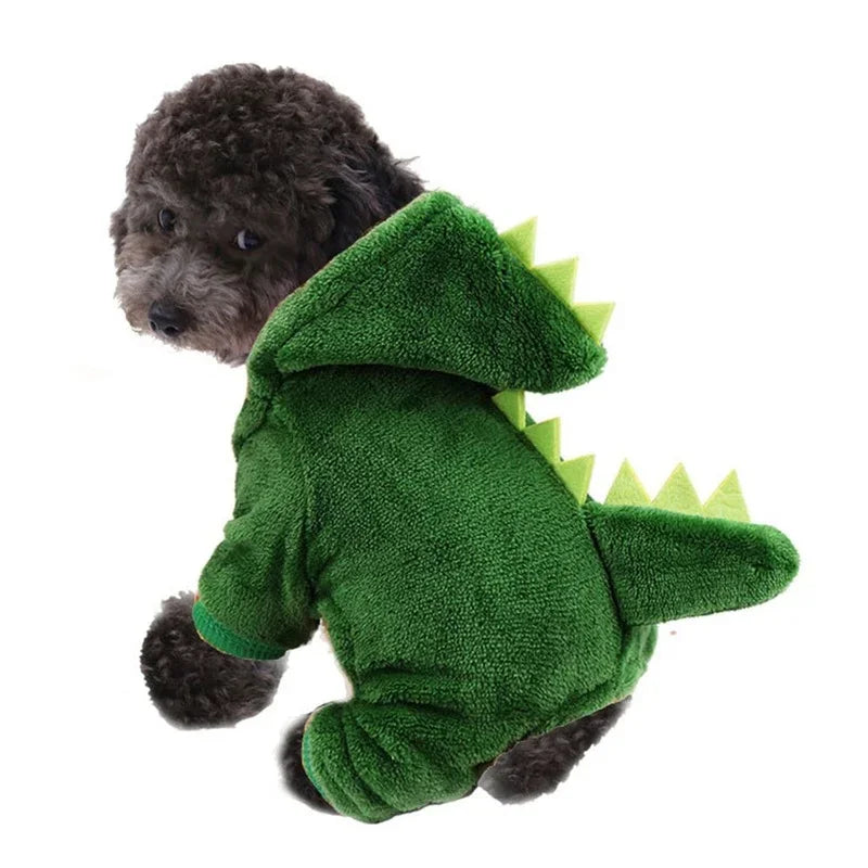 Dinosaur Costume for Cats & Small Dogs - Warm Fleece Hoodie