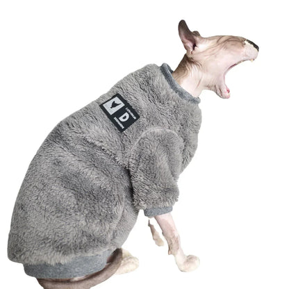 Premium Double-Sided Fleece Winter Jacket for Hairless Cats
