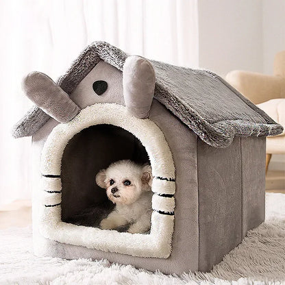 Foldable Pet House Bed - Warm Winter Cave for Small & Medium Dogs and Cats