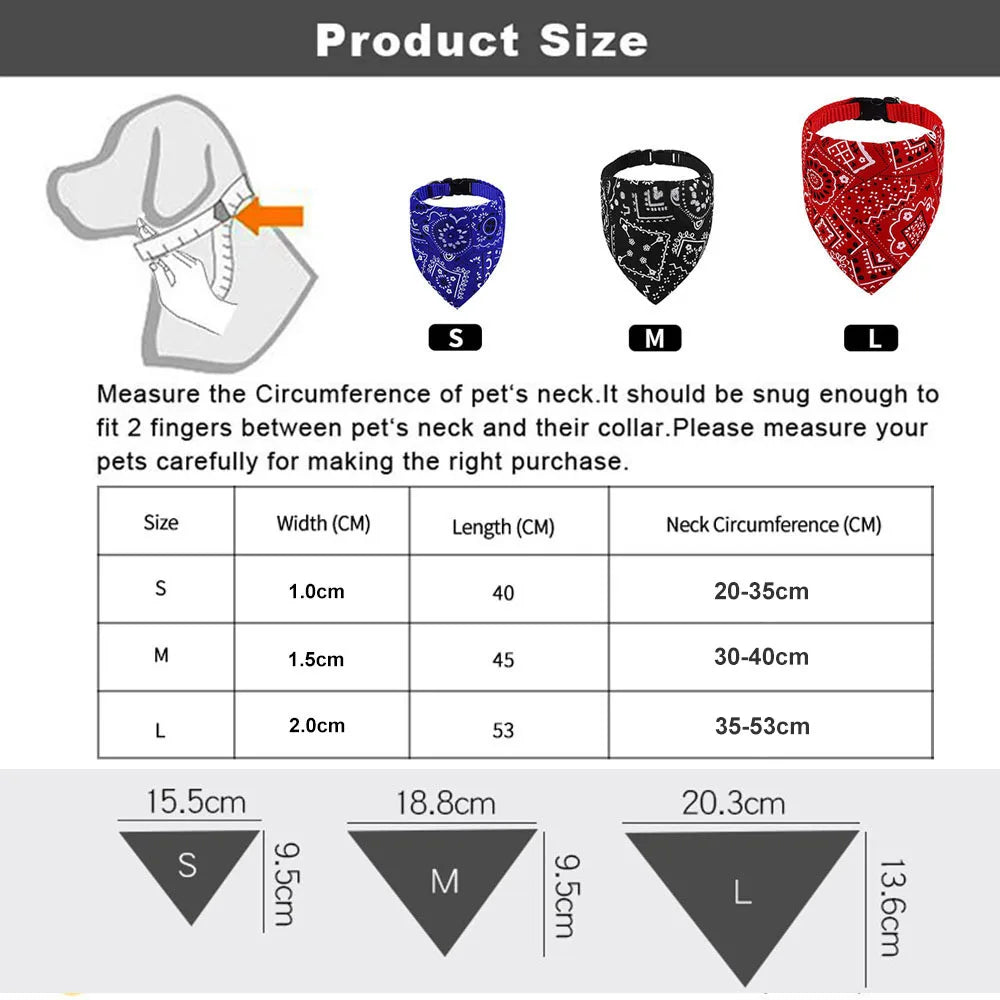 Adjustable Dog Bandana Collar - Stylish Pet Scarf for Dogs & Cats