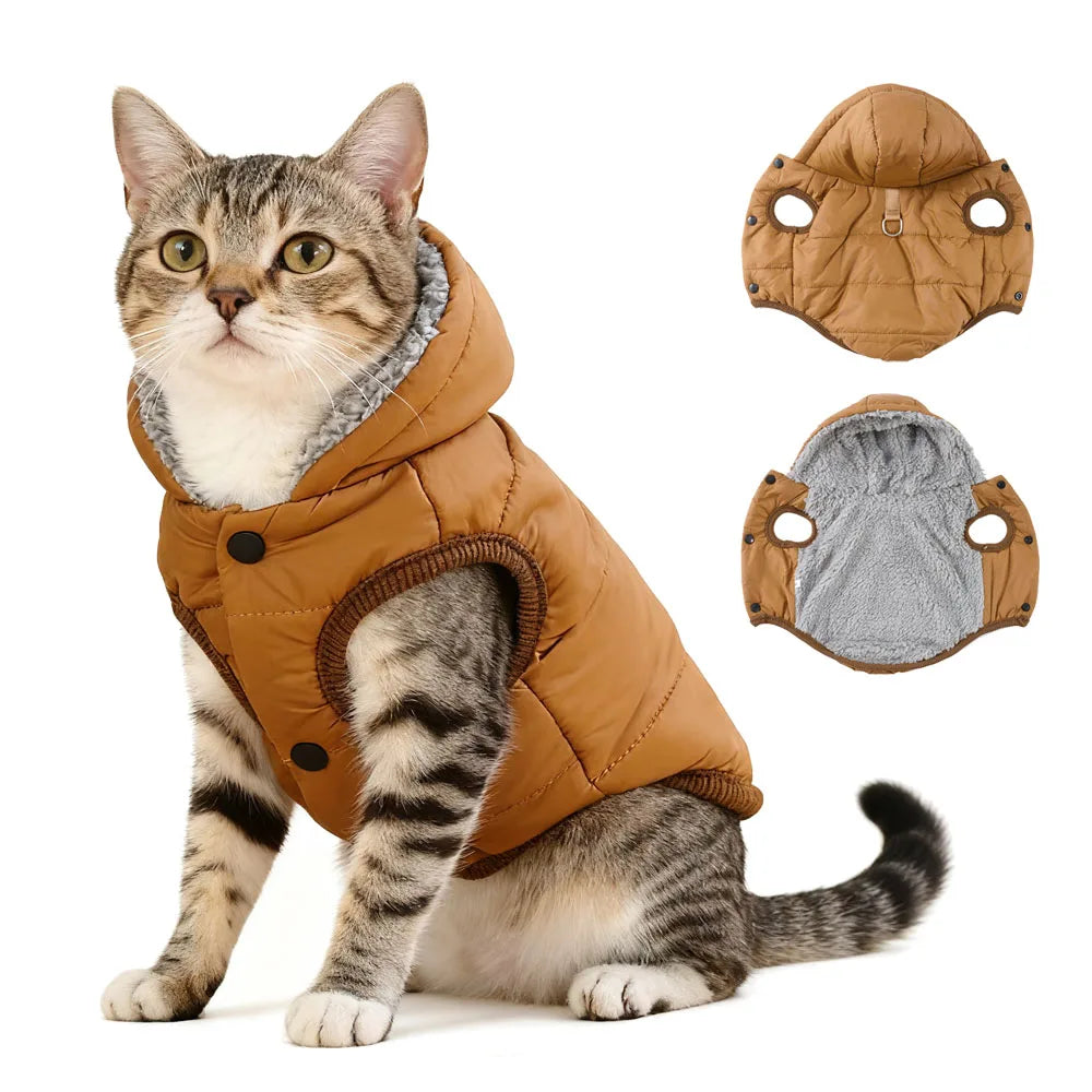 Premium Waterproof Pet Hoodie Coat - Winter Fleece Jacket for Small to Medium Dogs & Cats