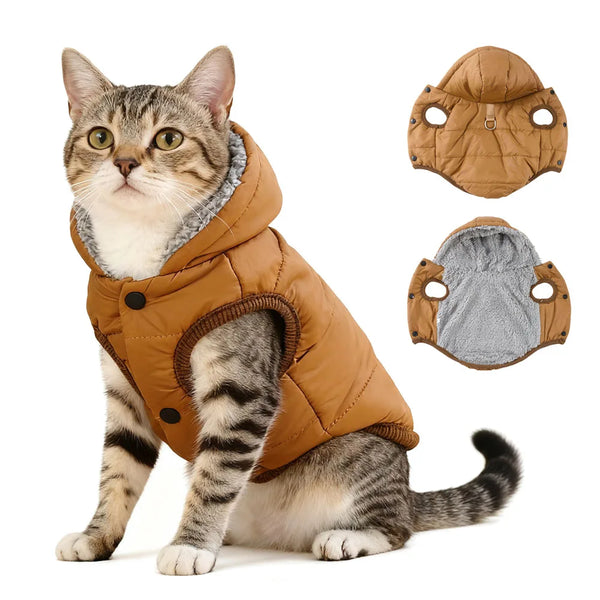 Premium Waterproof Pet Hoodie Coat - Winter Fleece Jacket for Small to Medium Dogs & Cats