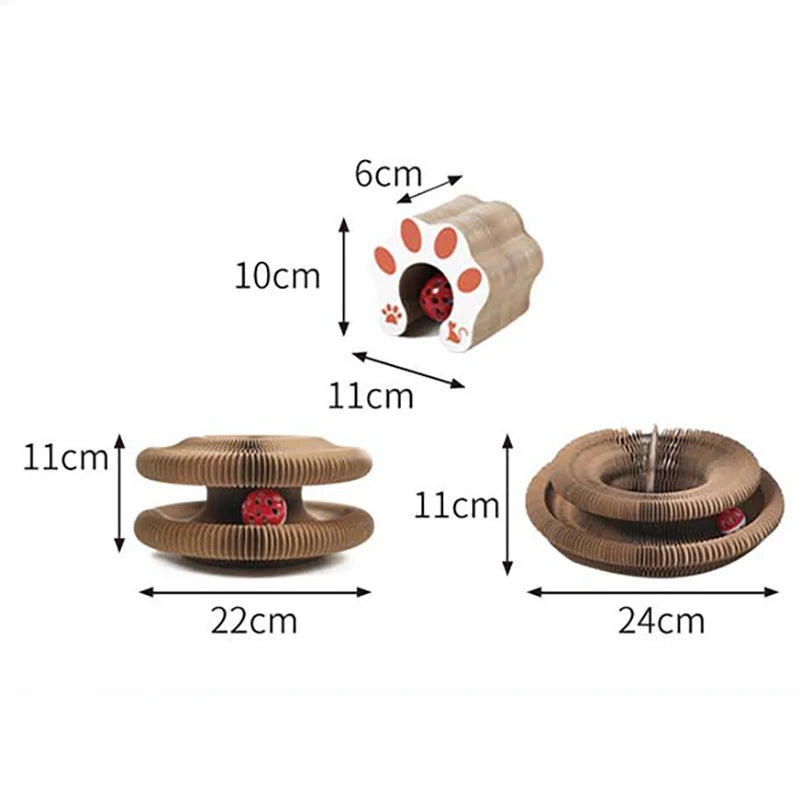 Interactive Cat Scratching Board with Ball Toy - Round Corrugated Scratcher