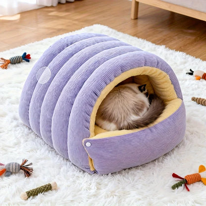 Winter Warm Cat Bed - Cozy Pet Sleeping Cave