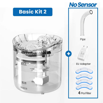 ROJECO Automatic Cat Water Fountain with Smart Sensor - 2L Pet Drinking Dispenser