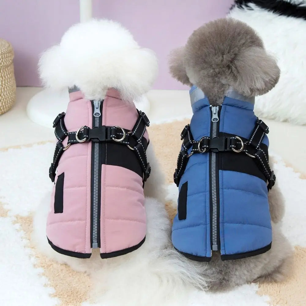 Premium Waterproof Dog Jacket with Reflective Harness - Winter Coat for Dogs
