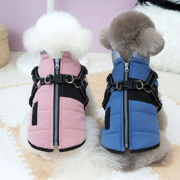Premium Waterproof Dog Jacket with Reflective Harness - Winter Coat for Dogs