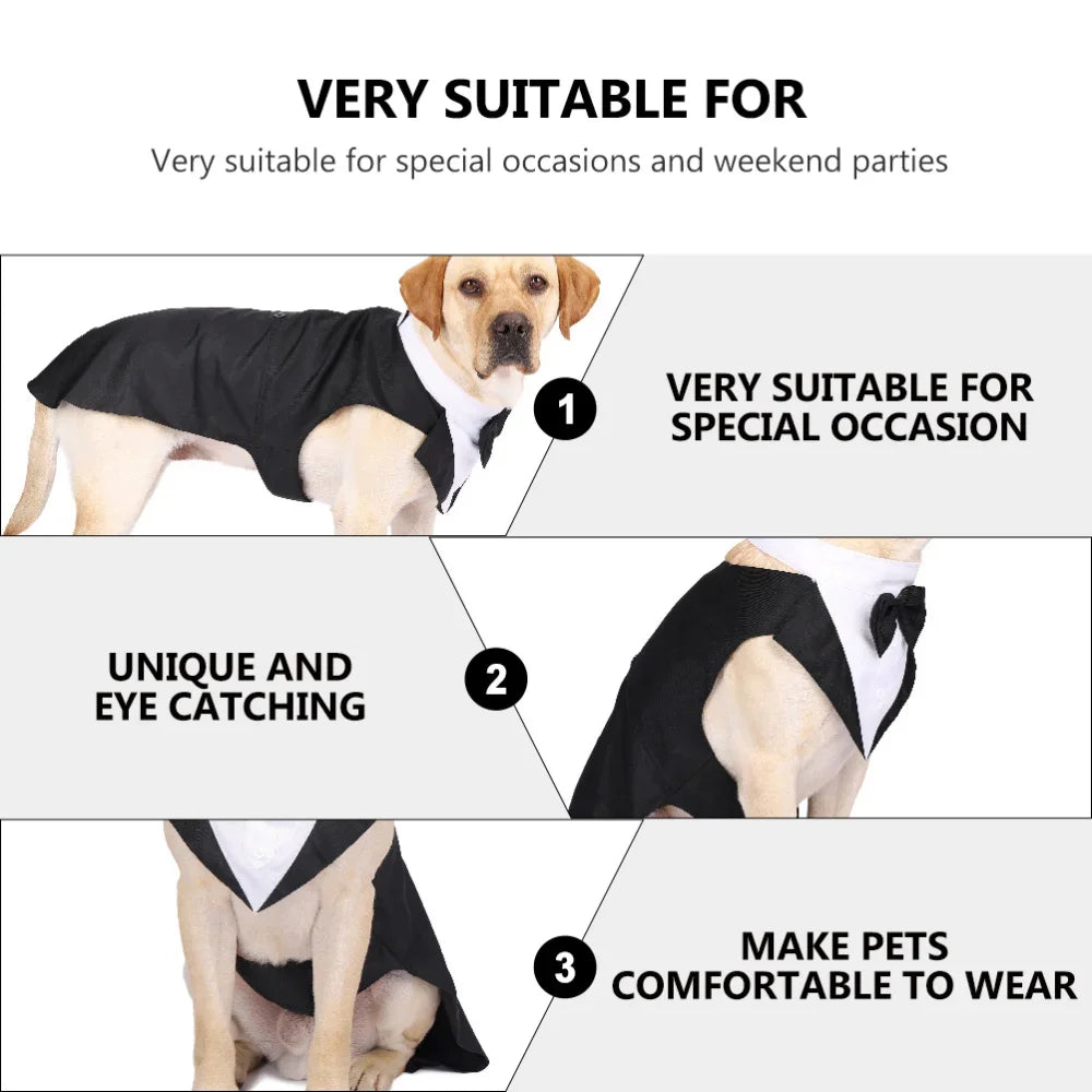 Pet Dog Formal Tuxedo Suit with Bow Tie - Wedding & Party Outfit