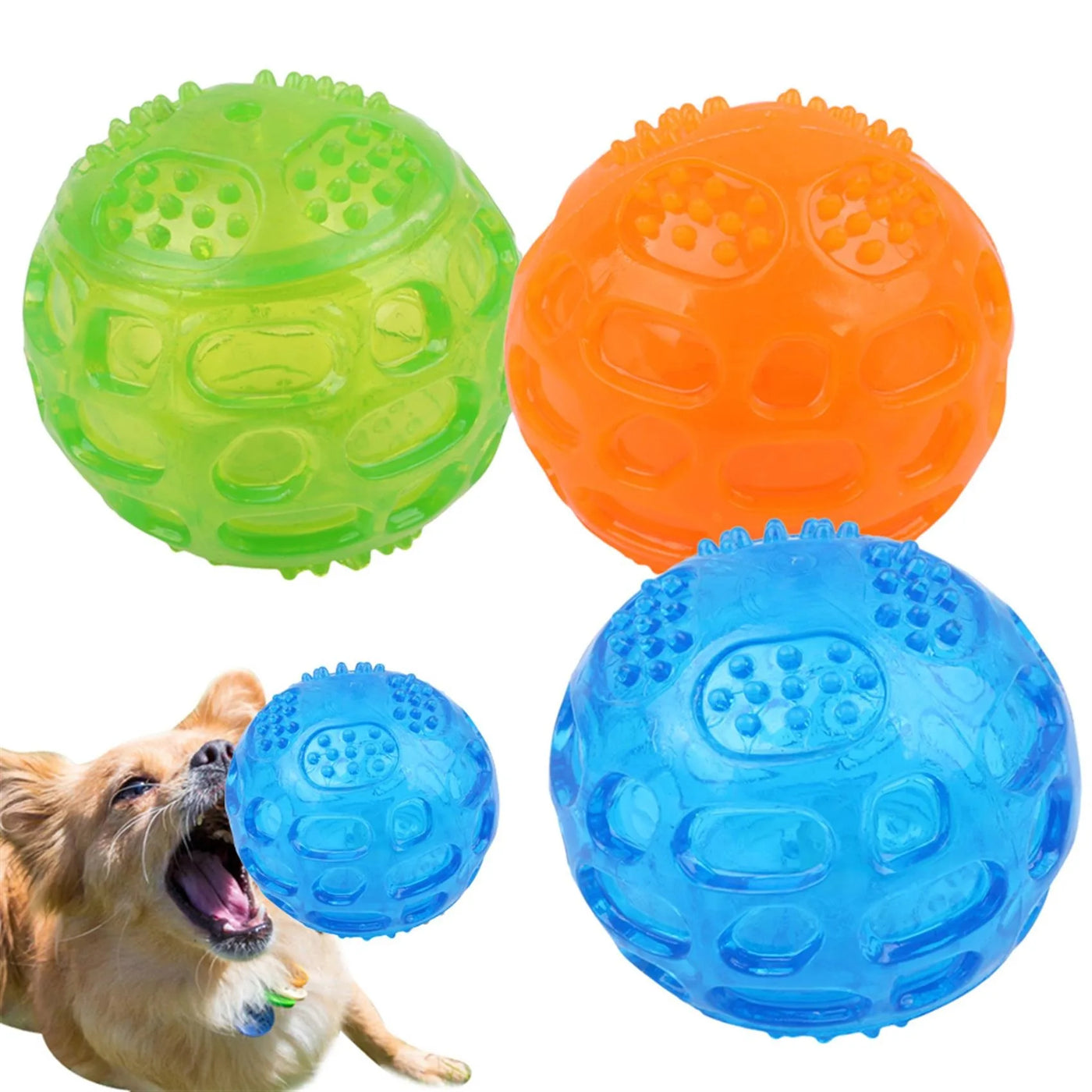 Interactive Squeaky Dog Chew Ball - Durable Bite-Resistant Toy
