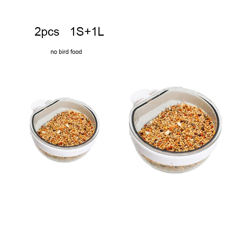 Detachable Bird Feeding Bowl - Transparent Hanging Feeder for Parrots & Small Birds