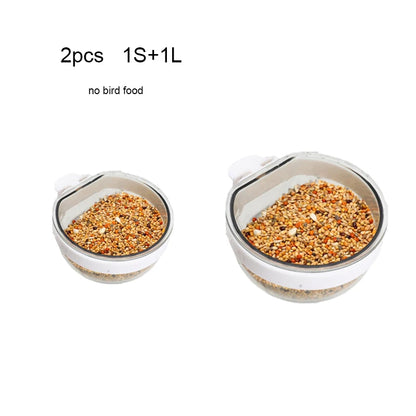 Detachable Bird Feeding Bowl - Transparent Hanging Feeder for Parrots & Small Birds