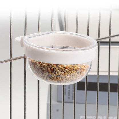 Detachable Bird Feeding Bowl - Transparent Hanging Feeder for Parrots & Small Birds