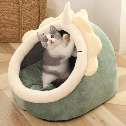Premium Deep Sleep Cat Bed - Foldable & Washable Pet Cave