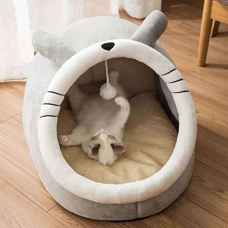 Premium Deep Sleep Cat Bed - Foldable & Washable Pet Cave