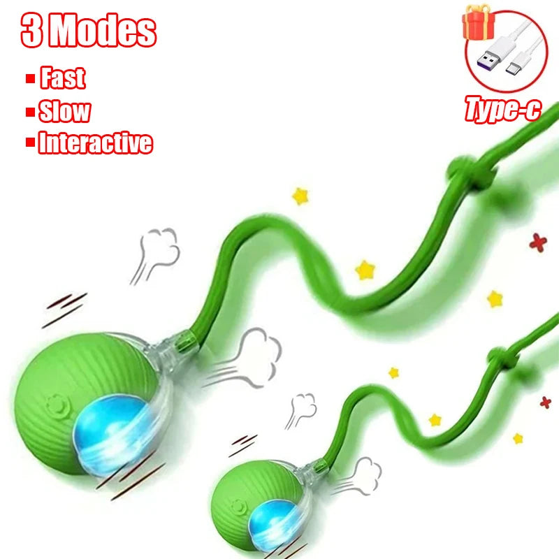 Interactive Cat Ball Toy - Automatic Rolling Smart Pet Toy with Faux Tail