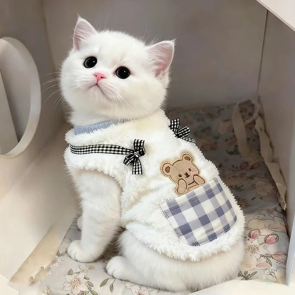 Cozy Plush Pet Vest - Warm Fleece Coat for Small Dogs & Cats