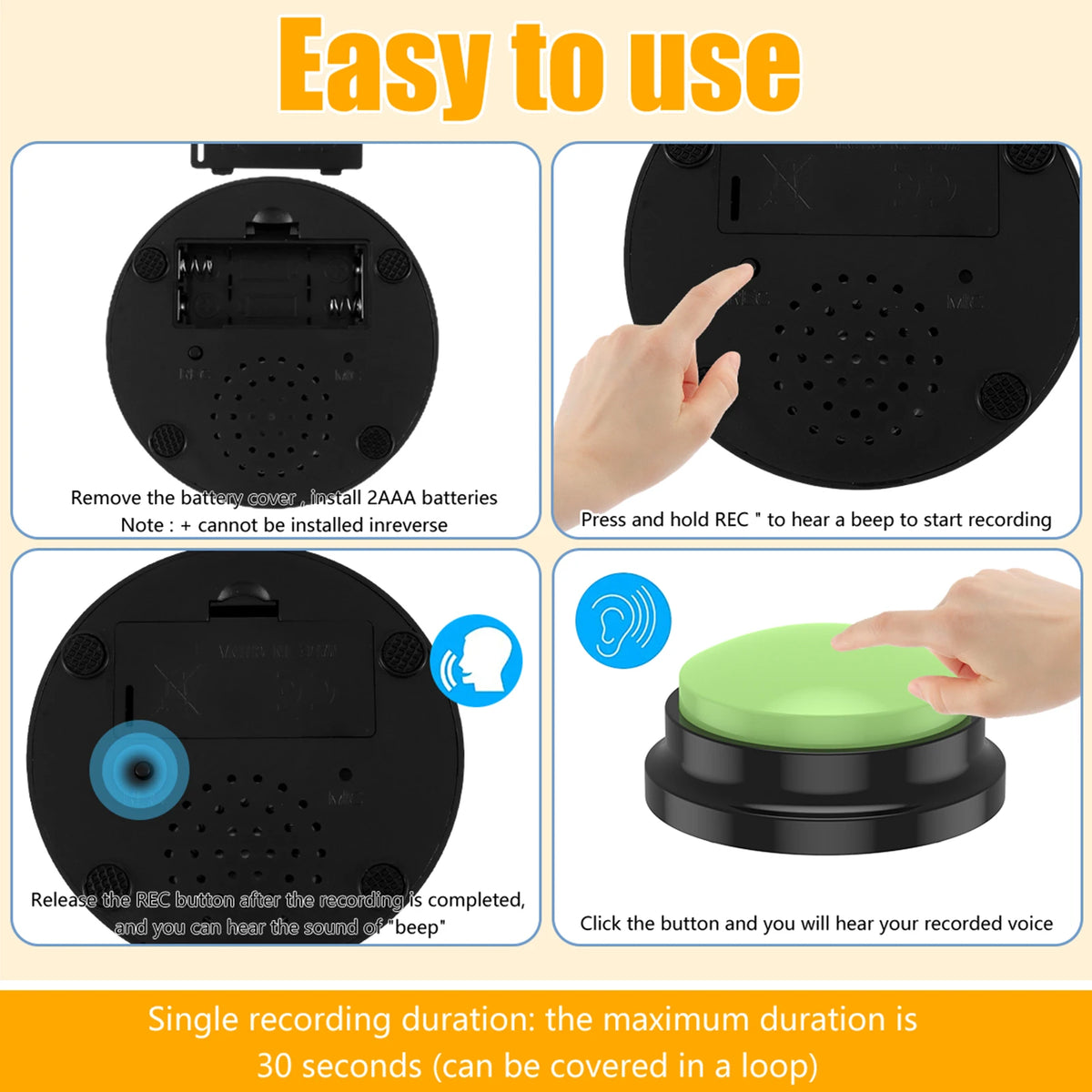 Recordable Dog Training Buttons with Light - Interactive Pet Communication Toy
