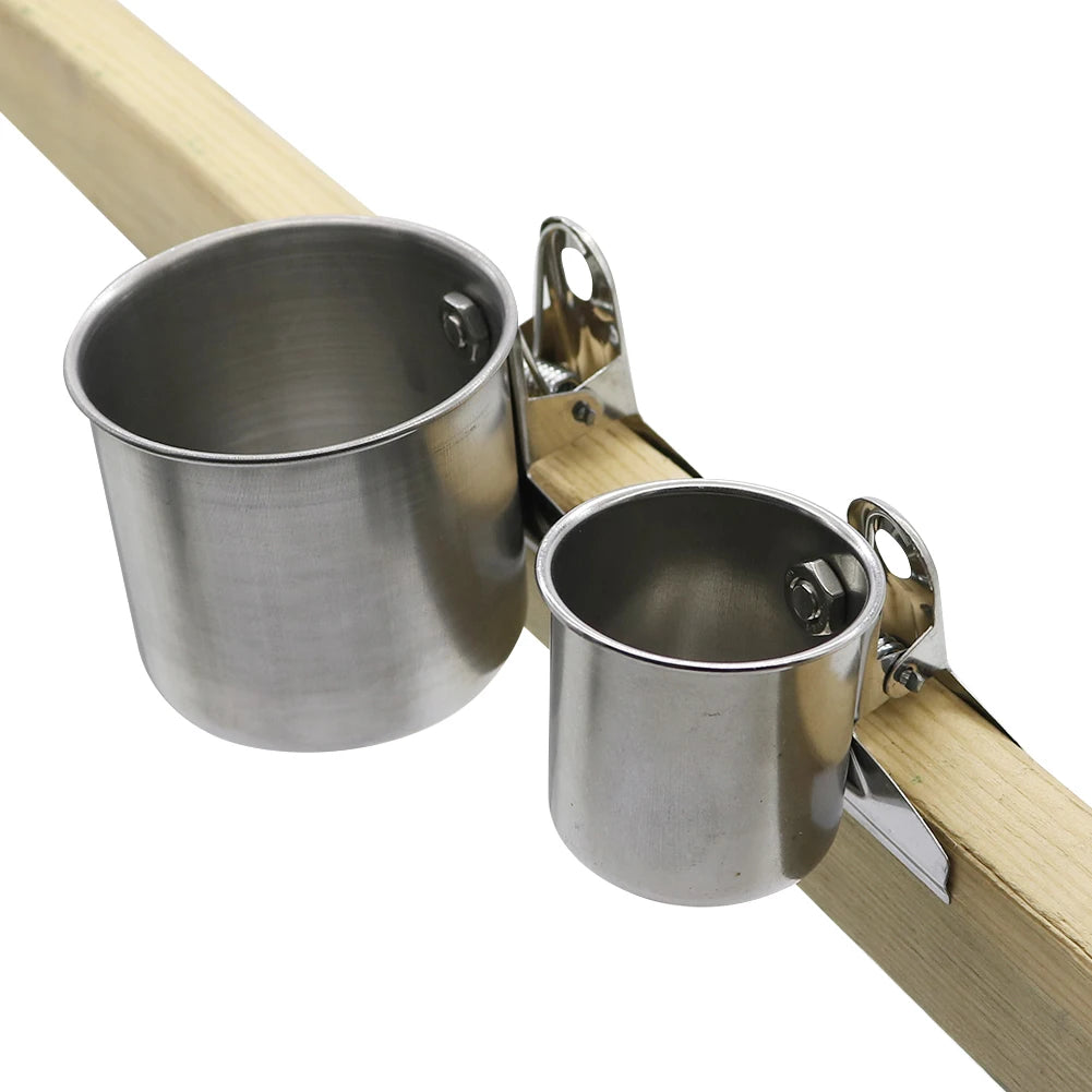 Stainless Steel Bird Feeder with Clip - Double & Single Cup Options