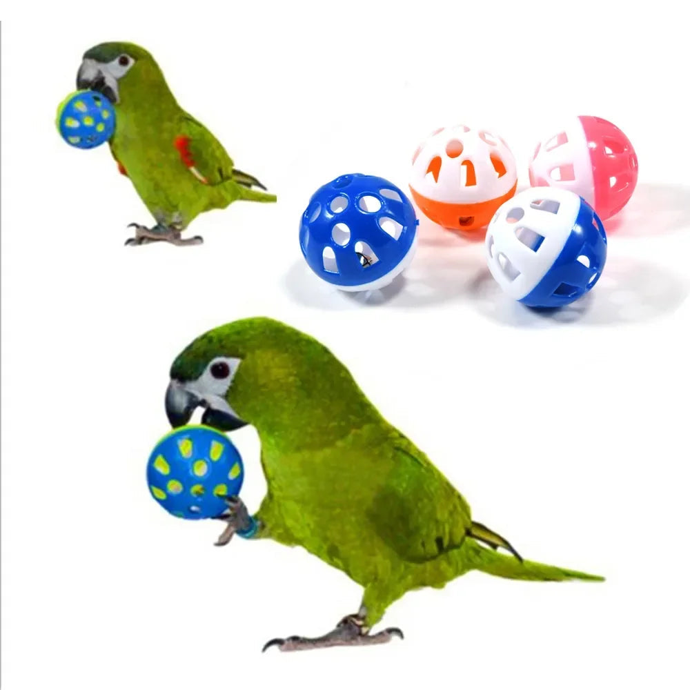 Colorful Parrot Bell Ball Toy Set - 10 Piece Interactive Bird Chew Toys