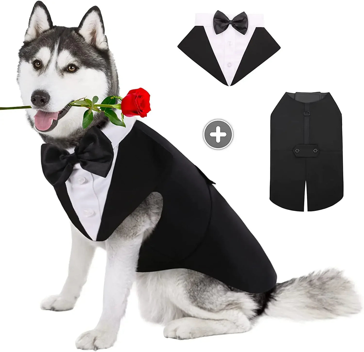 Pet Dog Formal Tuxedo Suit with Bow Tie - Wedding & Party Outfit