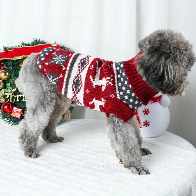Christmas Dog Sweater - Festive Knitted Pet Jumper for Small to Medium Dogs