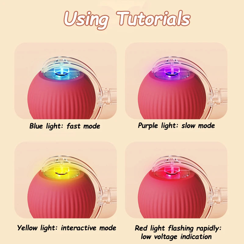 Interactive Cat Ball Toy - Automatic Rolling Smart Pet Toy with Faux Tail