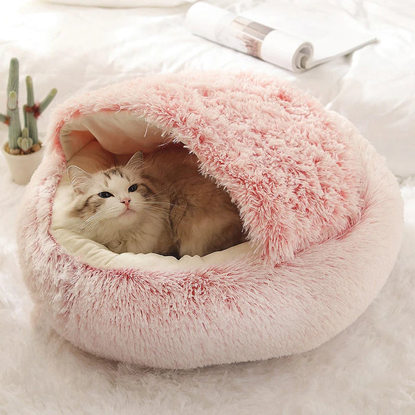 Premium Plush Round Pet Bed - Cozy Sleeping Nest for Cats & Small Dogs
