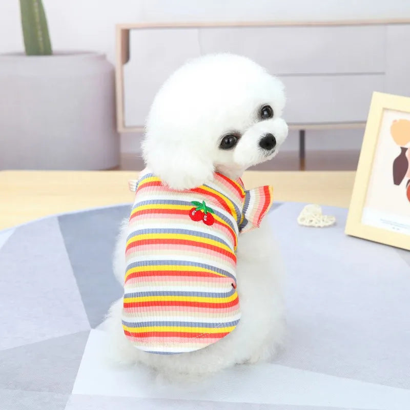 Pet Ruffle Striped Dress - Adorable Skirt & Vest for Dogs and Cats