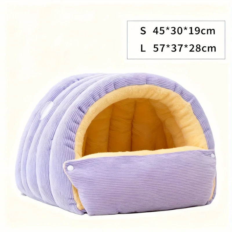 Winter Warm Cat Bed - Cozy Pet Sleeping Cave