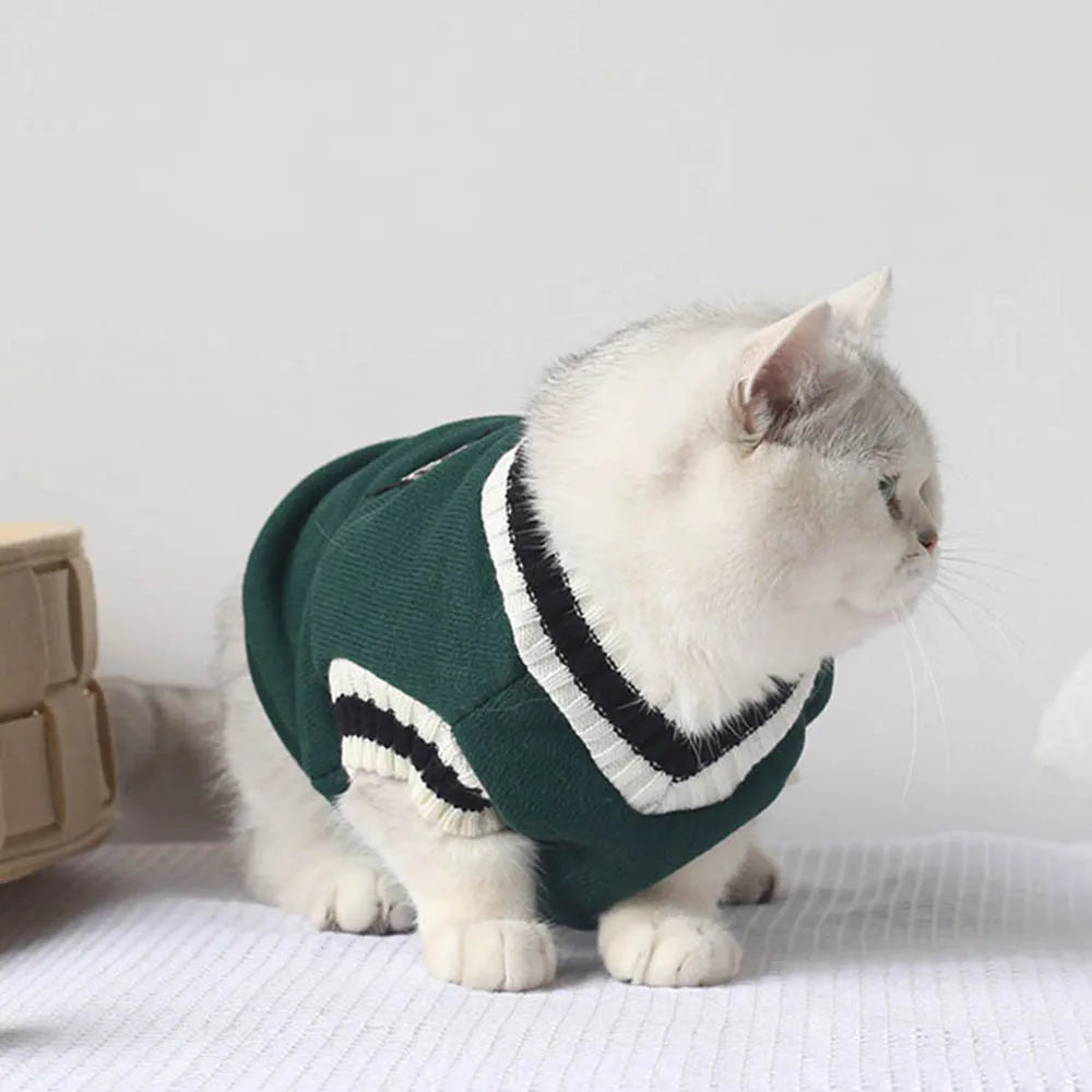 Collegiate Style Pet Sweater Vest - Winter Warm Cat & Dog Apparel