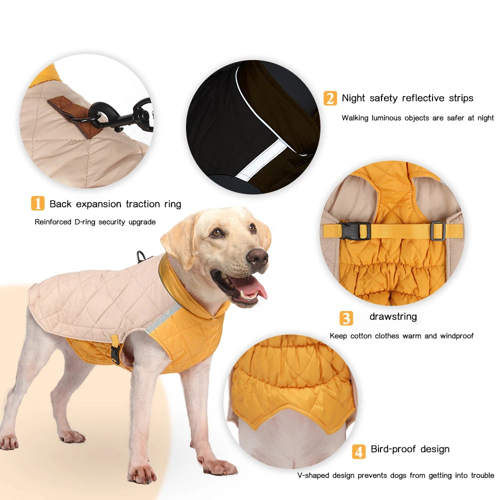 Premium Waterproof Winter Dog Vest Jacket - Warm Padded Coat for Small to Large Dogs