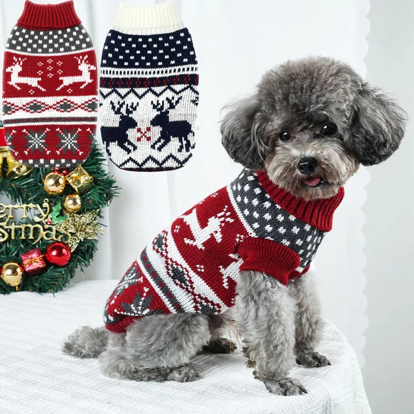 Christmas Dog Sweater - Festive Knitted Pet Jumper for Small to Medium Dogs