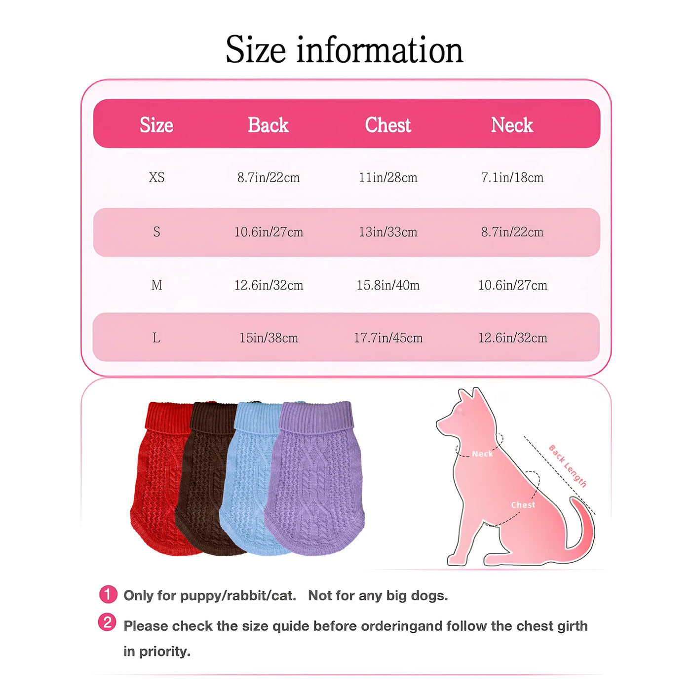 Fashionable Dog Sweater - Lightweight Warm Winter Pet Clothing