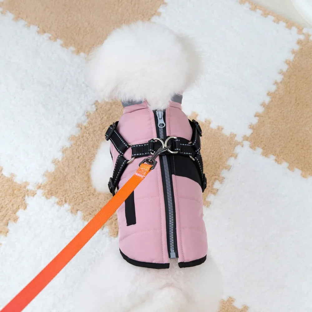 Premium Waterproof Dog Jacket with Reflective Harness - Winter Coat for Dogs