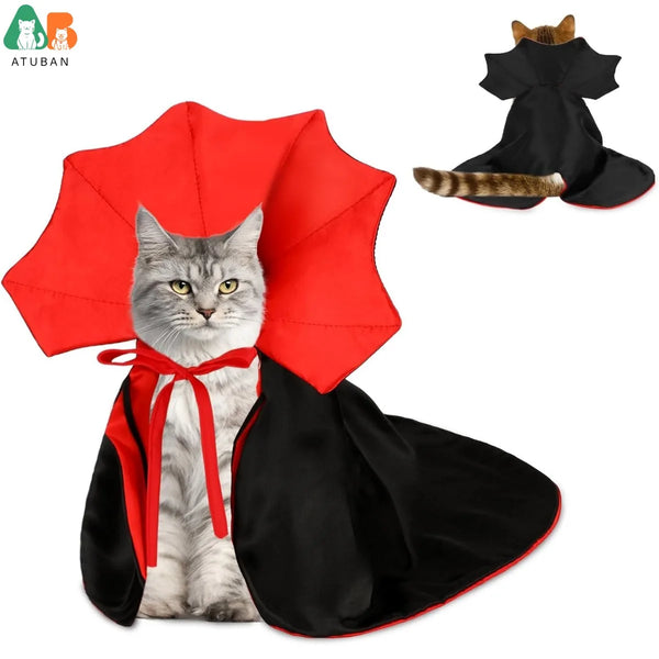 Pet Vampire Cloak - Halloween Costume for Cats & Small Dogs
