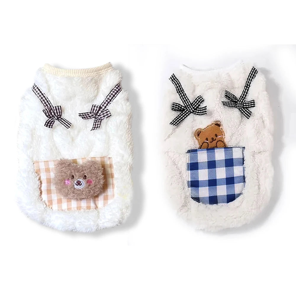 Cozy Plush Pet Vest - Warm Fleece Coat for Small Dogs & Cats
