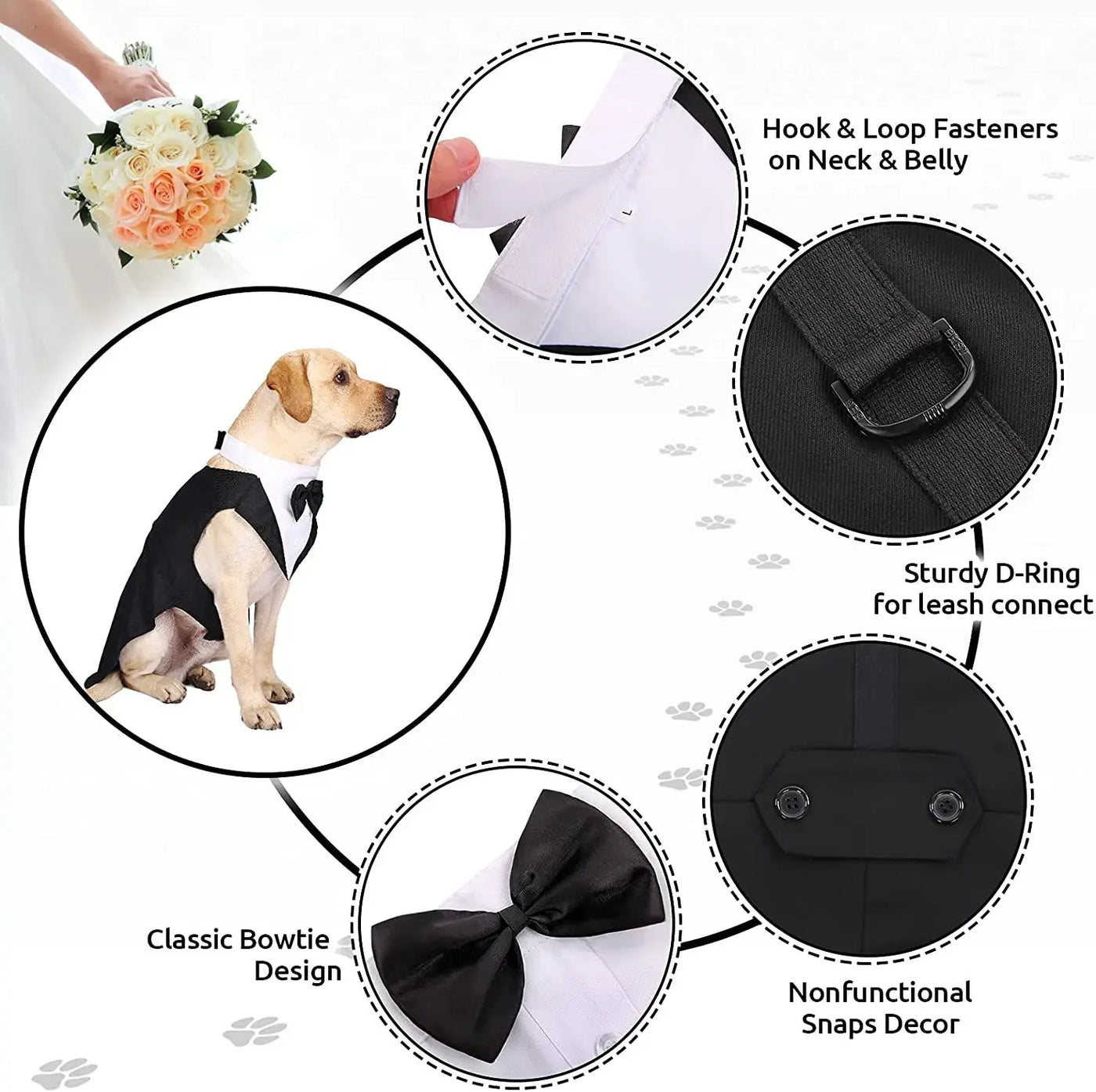 Pet Dog Formal Tuxedo Suit with Bow Tie - Wedding & Party Outfit