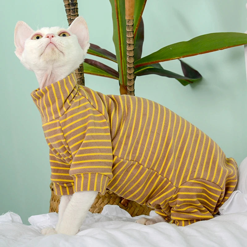 Soft Cotton 4-Legged Jumpsuits for Cats & Small Dogs - Cozy All-Season Pet Wear