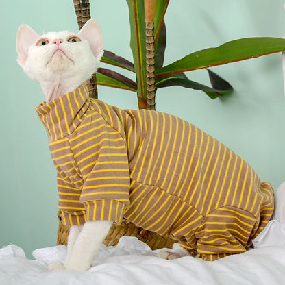 Soft Cotton 4-Legged Jumpsuits for Cats & Small Dogs - Cozy All-Season Pet Wear