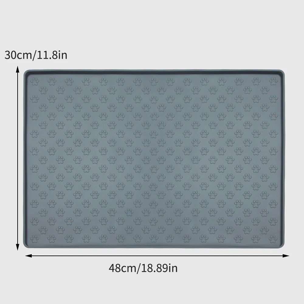Pet Silicone Feeding Mat - Paw Print Non-Slip Waterproof Placemat for Dogs & Cats