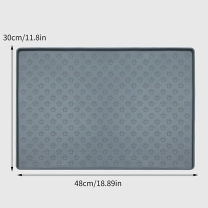 Pet Silicone Feeding Mat - Paw Print Non-Slip Waterproof Placemat for Dogs & Cats