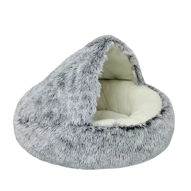 Premium Plush Round Pet Bed - Cozy Sleeping Nest for Cats & Small Dogs