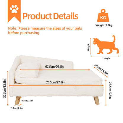 Nordic elevated dog bed showing wooden legs and padded seating area