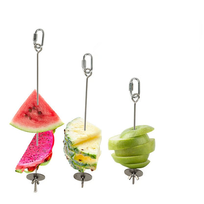 Stainless Steel Bird Food Skewer - Fruit & Vegetable Holder for Parrots