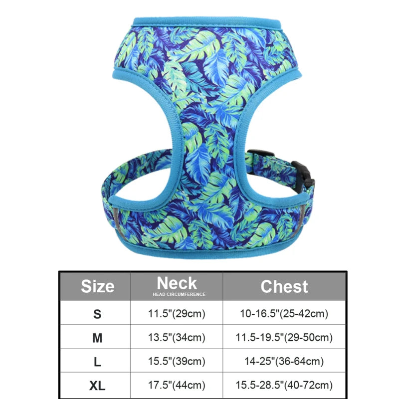 Floral Print Dog Harness and Leash Set - Adjustable Comfort Vest for Small to Large Dogs