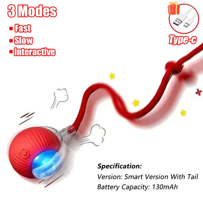 Interactive Cat Ball Toy - Automatic Rolling Smart Pet Toy with Faux Tail