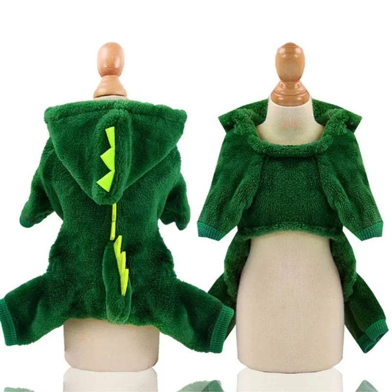 Dinosaur Costume for Cats & Small Dogs - Warm Fleece Hoodie